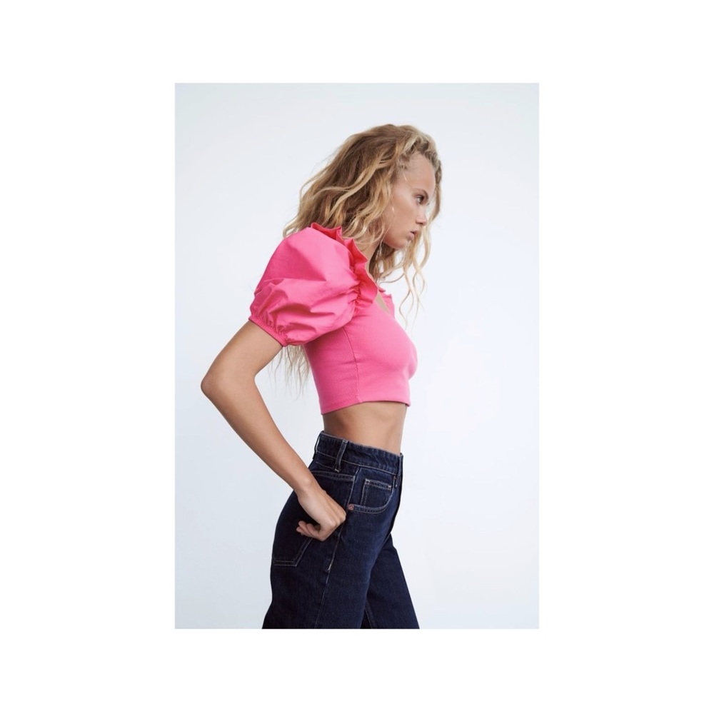 Zara Rib Ballon Top 🏷 - Picture 2 of 5
